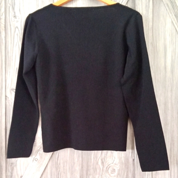 Nygard Collection Black V Neck Sequin Sweater M - Picture 2 of 4